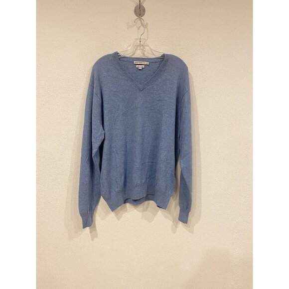 Peter Millar Sweater Mens XL Blue Pure Cashmere Pullover V Neck Soft Luxury Knit - Picture 2 of 4